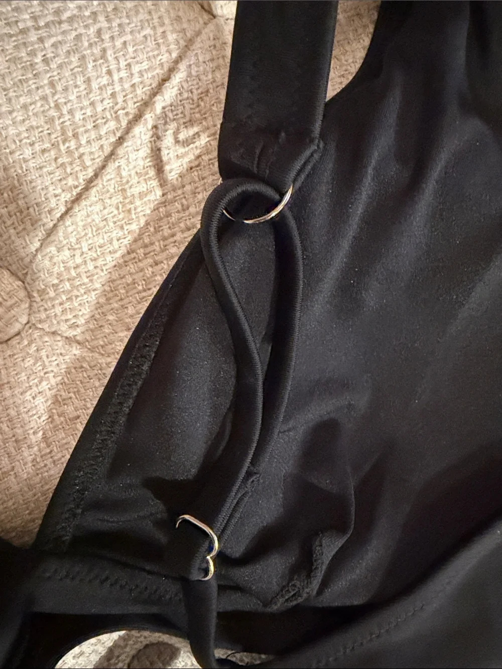 Victoria's Secret Black-and-White Striped Bottoms with No Name Black Bikini Top
